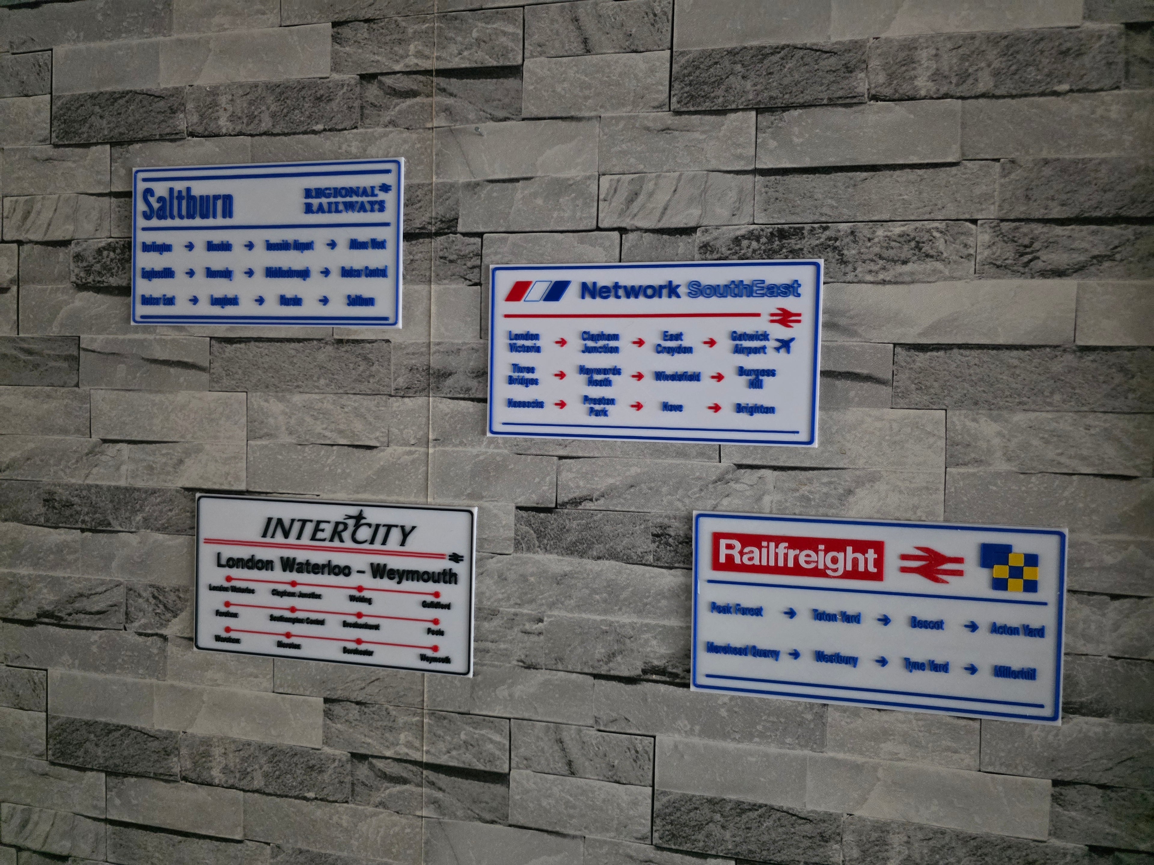British Rail Window Route Strip Replica | 80s 90s Train Destination Board | 3D Printed | Unframed