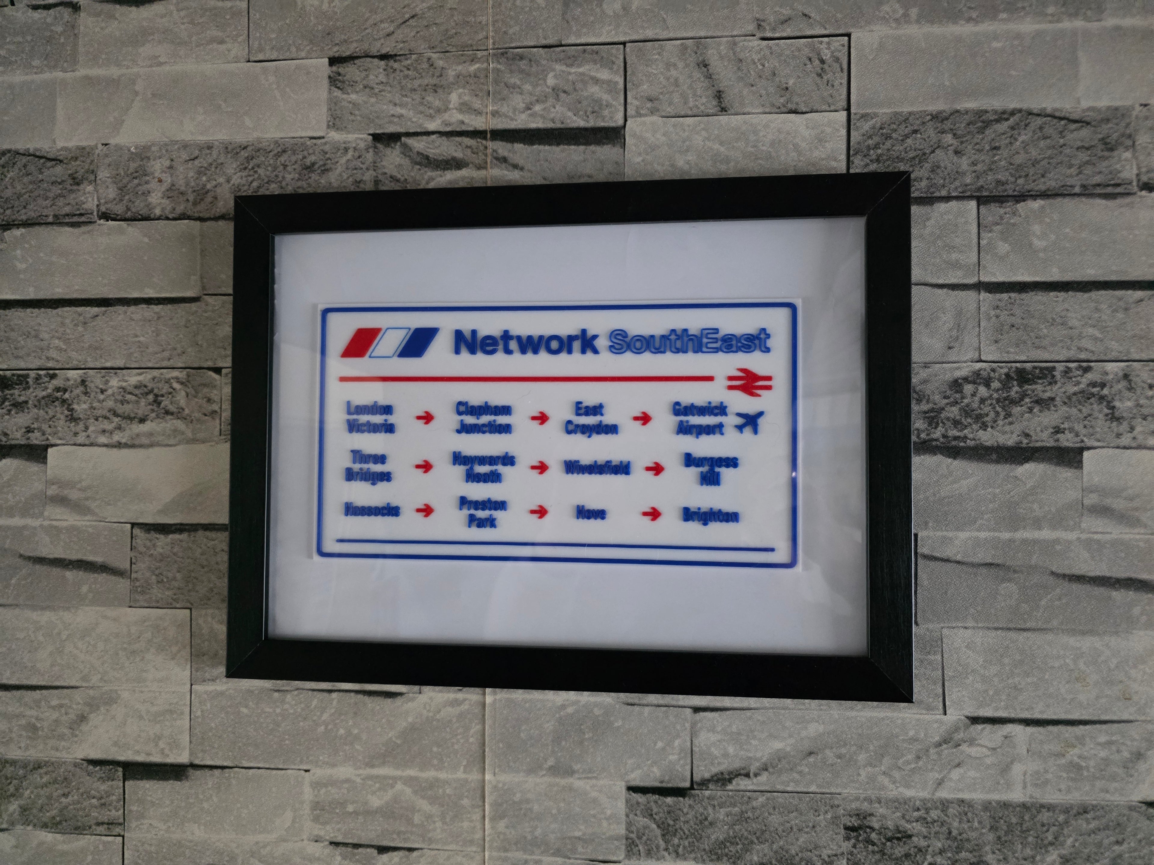 British Rail Window Route Strip Replica | 80s 90s Train Destination Board | 3D Printed | Unframed