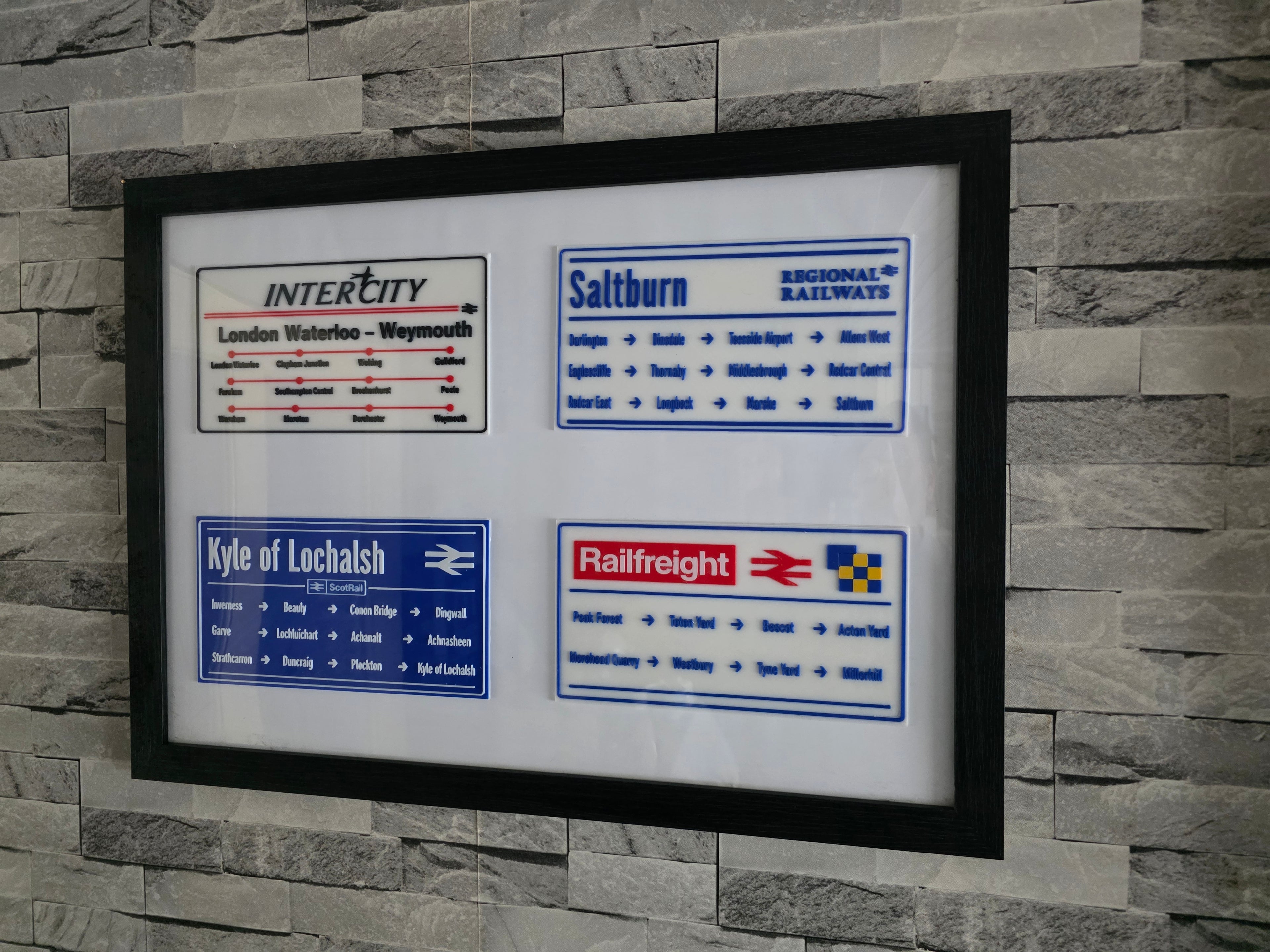 British Rail Window Route Strip Replica | 80s 90s Train Destination Board | 3D Printed | Unframed