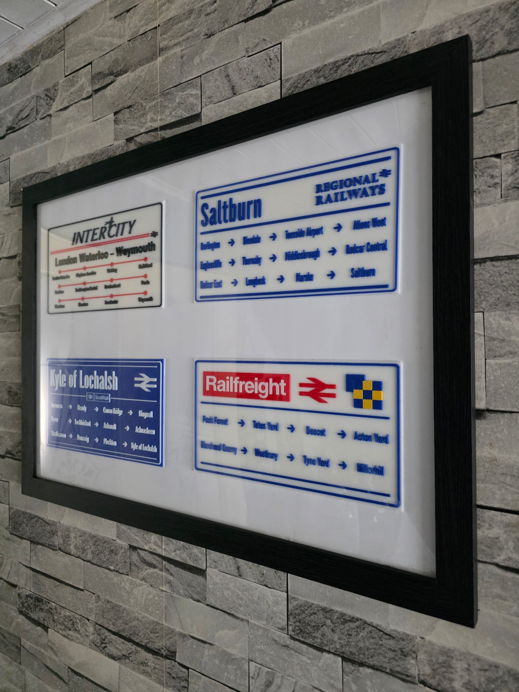 British Rail Window Route Strip Replica | 80s 90s Train Destination Board | 3D Printed | Unframed