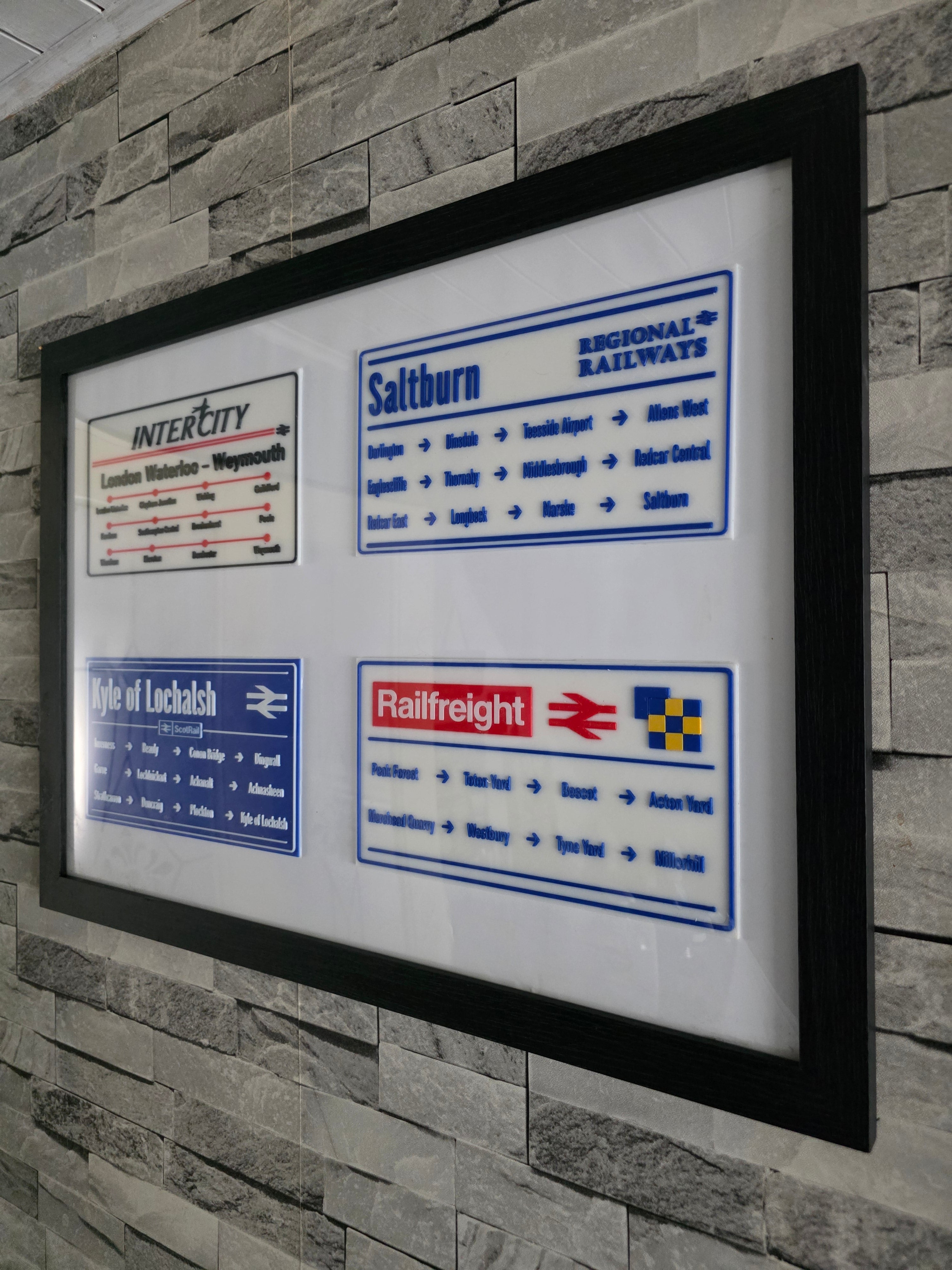 British Rail Window Route Strip Replica | 80s 90s Train Destination Board | 3D Printed | Unframed