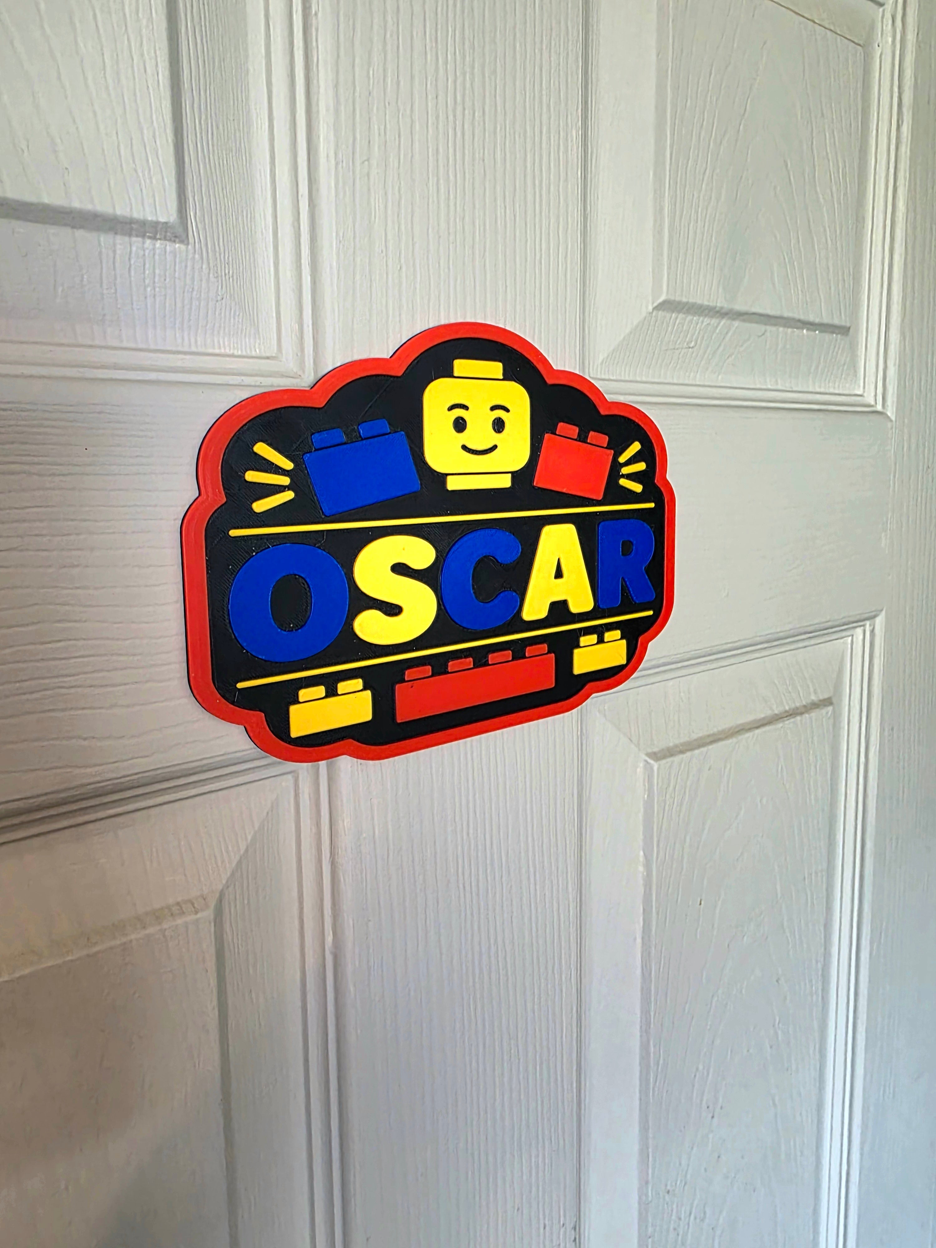 Personalised Lego Brick Building Inspired Bedroom Door Sign | Custom Name Plaque