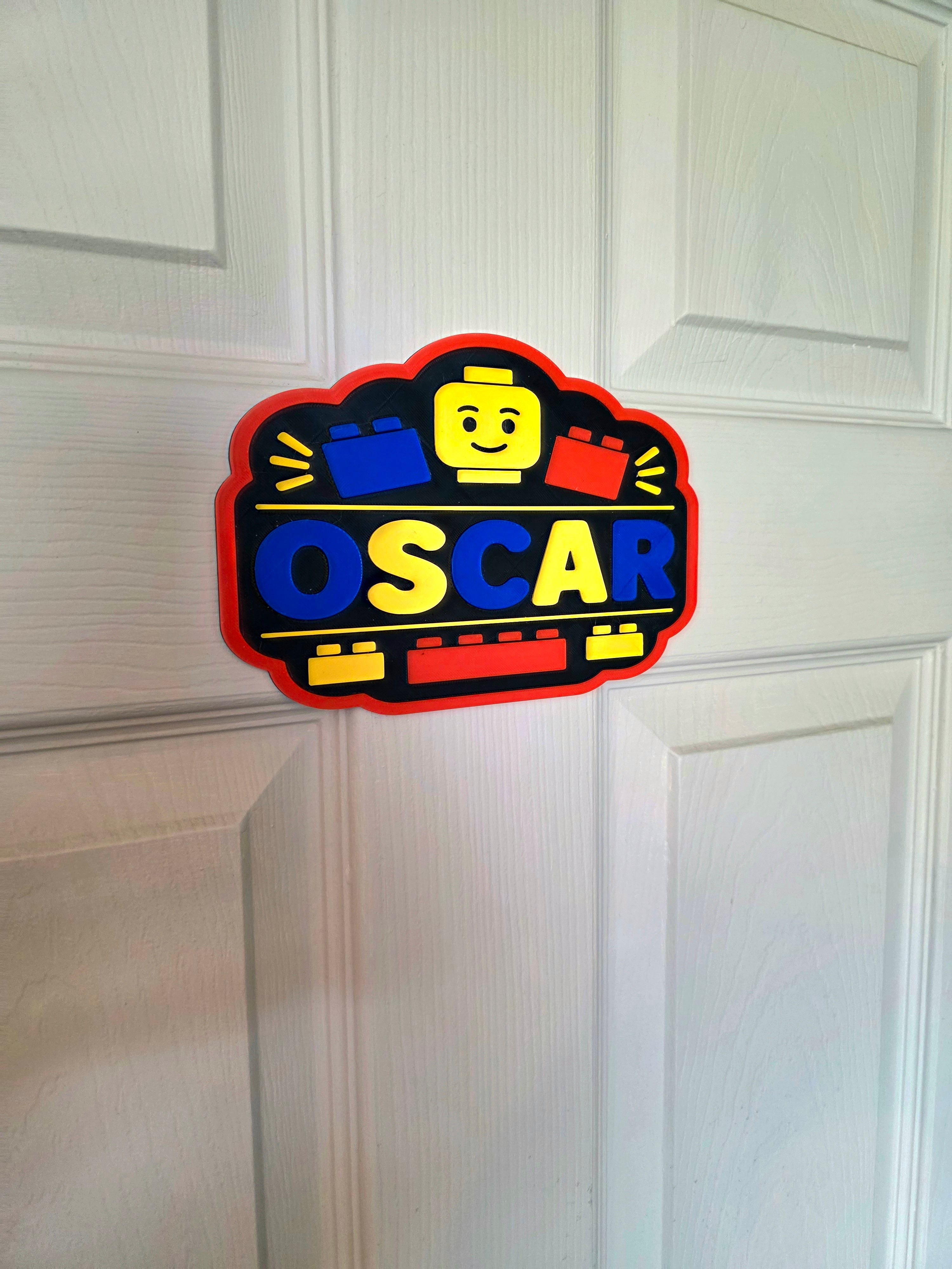 Personalised Lego Brick Building Inspired Bedroom Door Sign | Custom Name Plaque