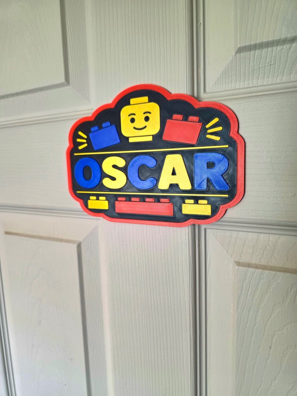 Personalised Lego Brick Building Inspired Bedroom Door Sign | Custom Name Plaque
