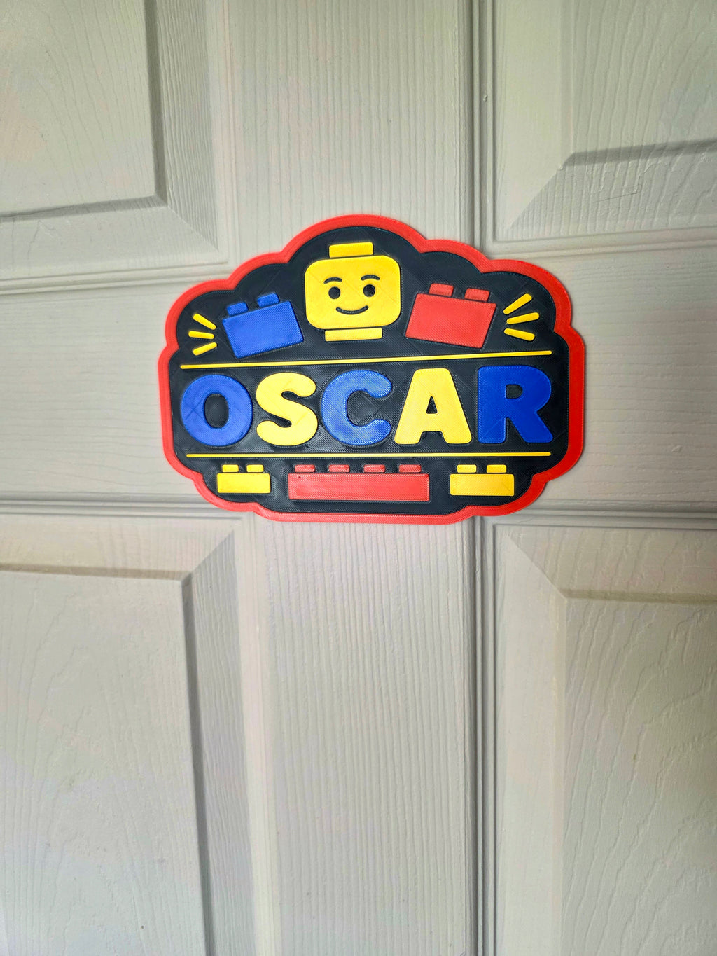 Personalised Lego Brick Building Inspired Bedroom Door Sign | Custom Name Plaque
