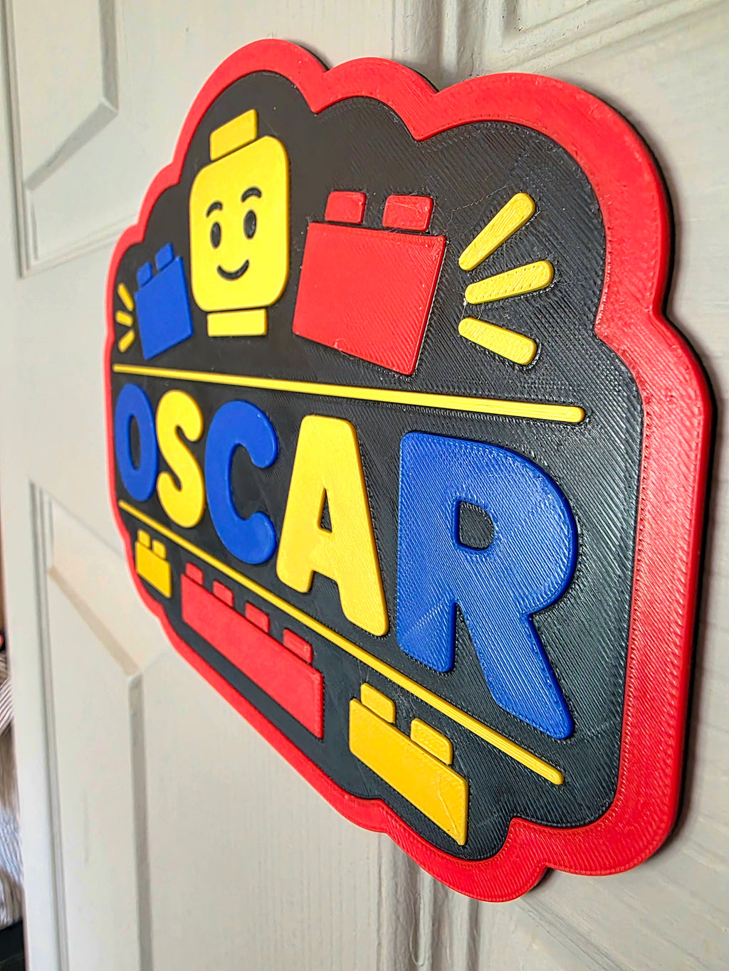 Personalised Lego Brick Building Inspired Bedroom Door Sign | Custom Name Plaque