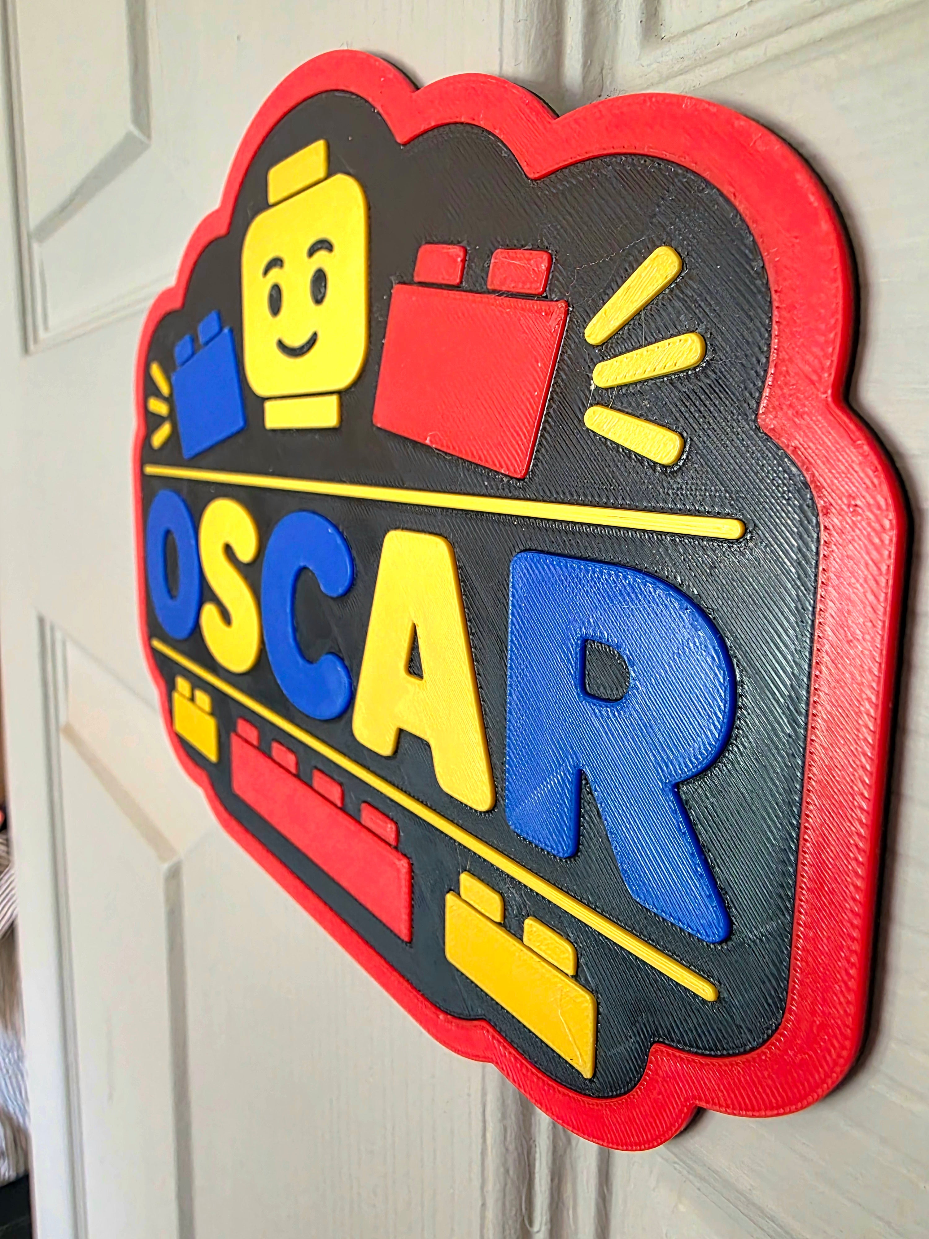 Personalised Lego Brick Building Inspired Bedroom Door Sign | Custom Name Plaque