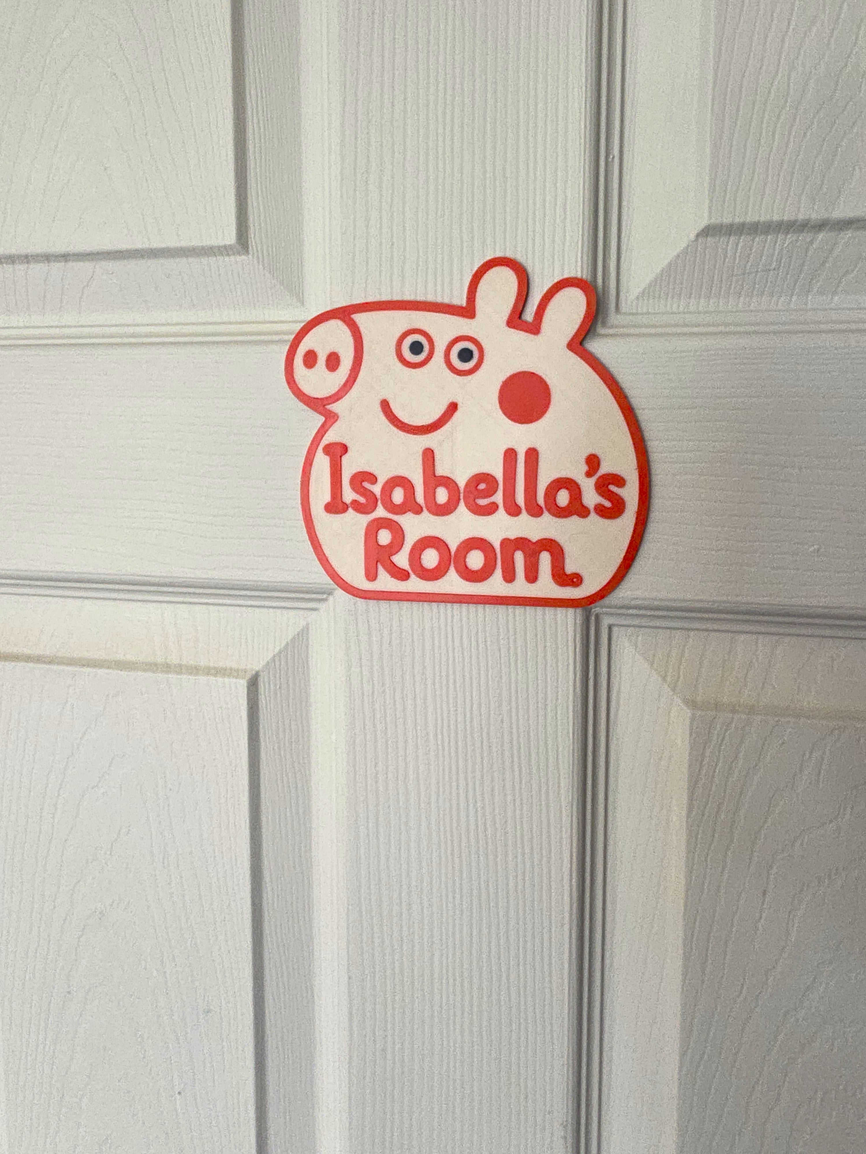 Personalised Peppa Inspired Bedroom Door Sign | Custom Pig Name Plaque
