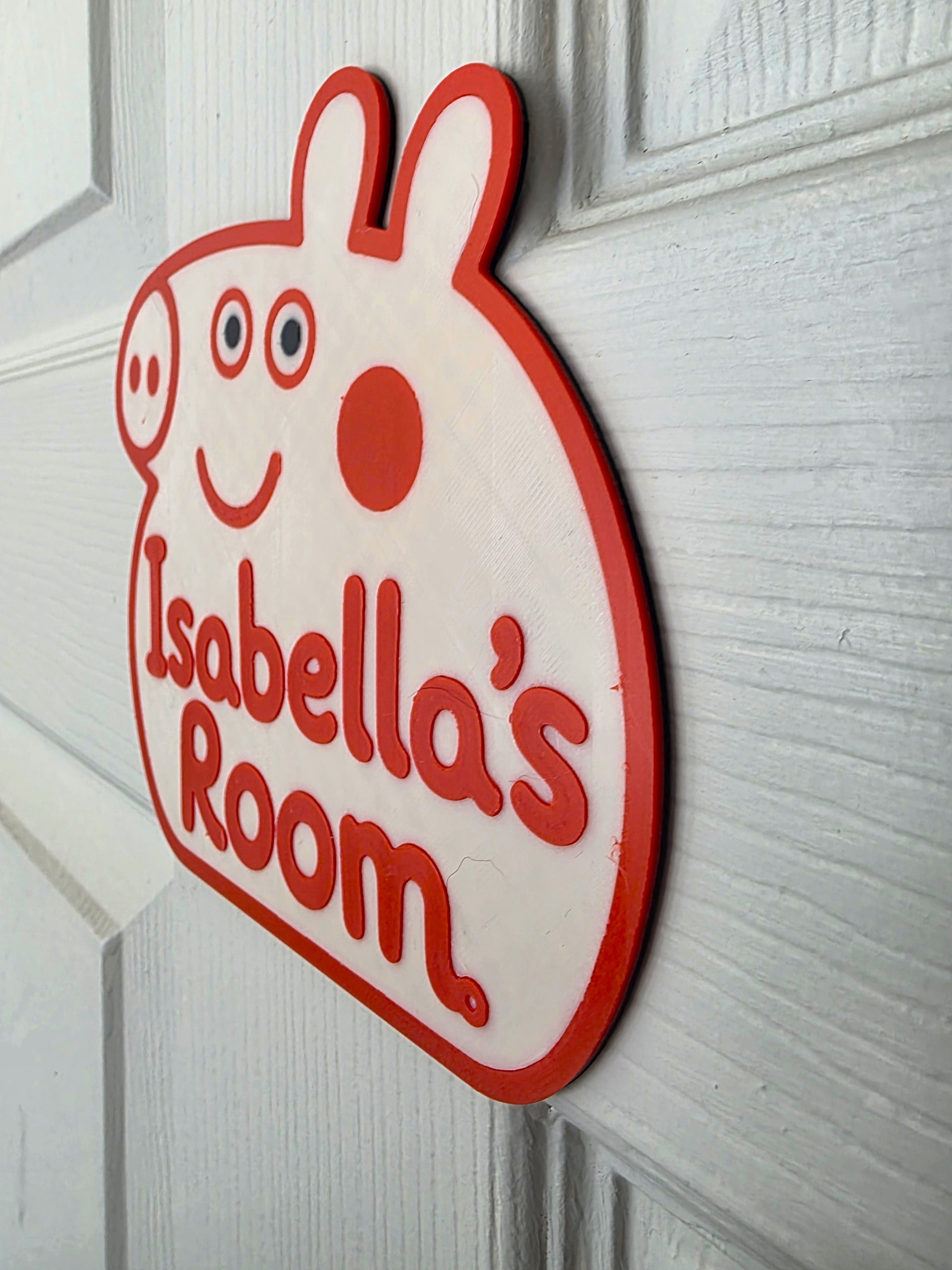 Personalised Peppa Inspired Bedroom Door Sign | Custom Pig Name Plaque