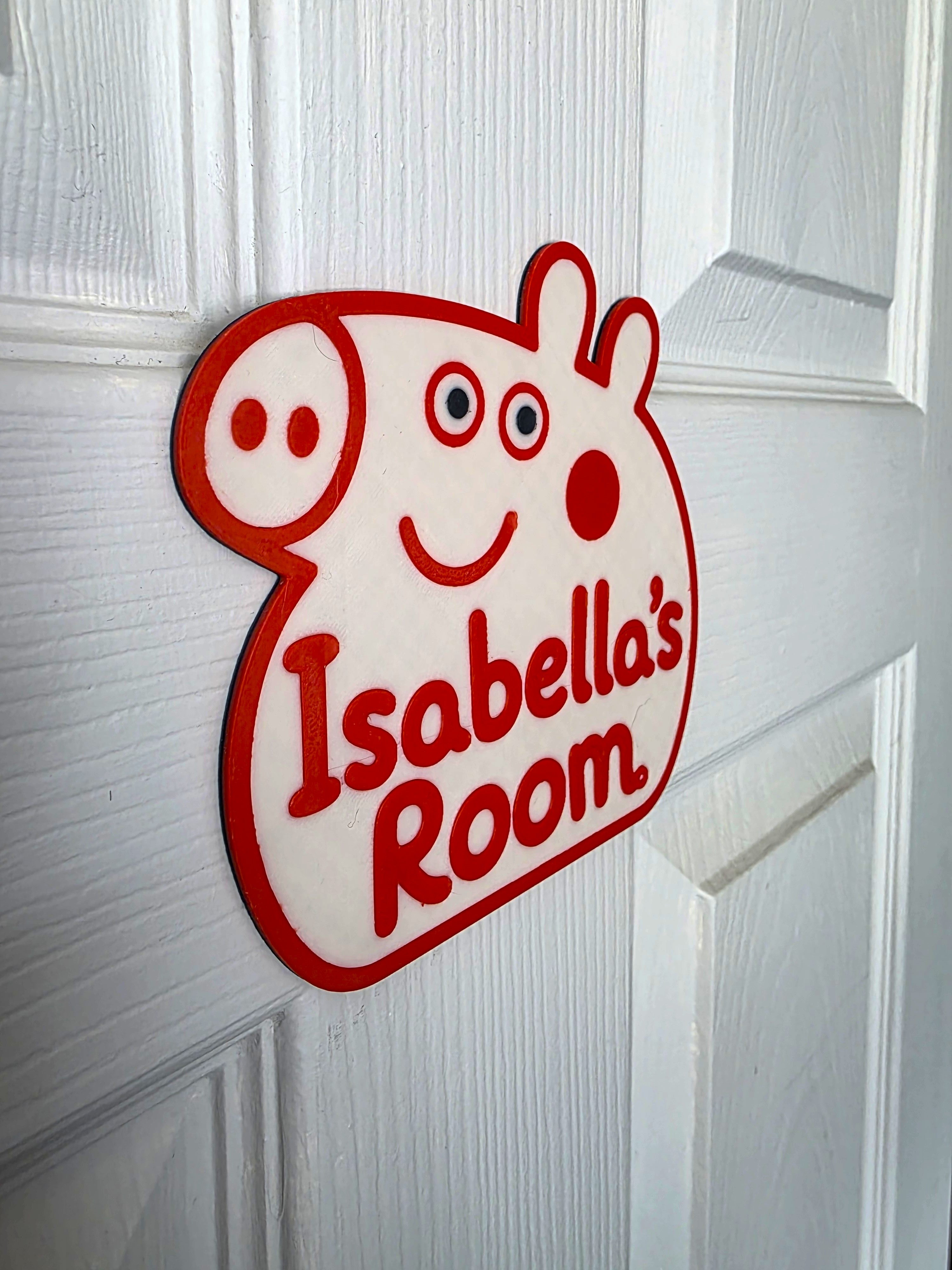 Personalised Peppa Inspired Bedroom Door Sign | Custom Pig Name Plaque