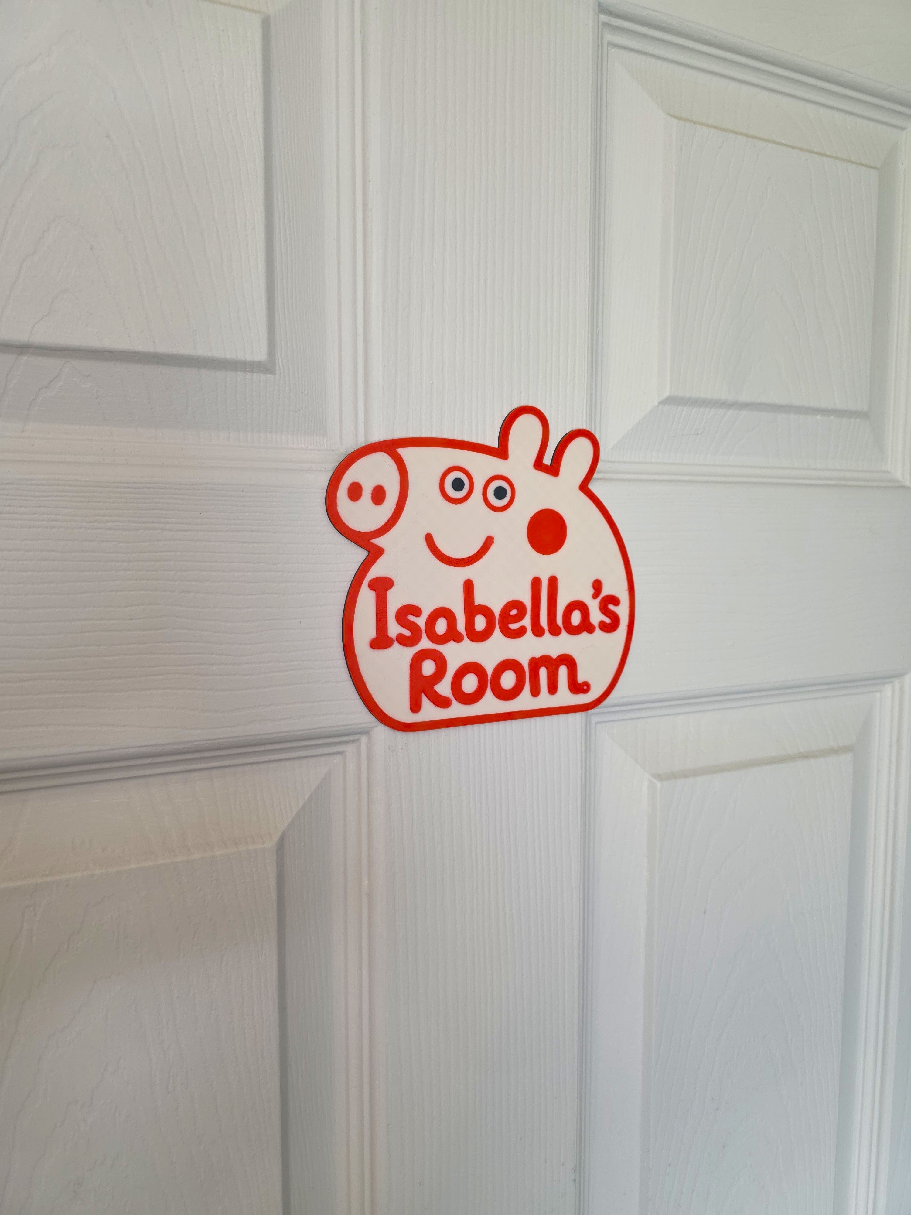 Personalised Peppa Inspired Bedroom Door Sign | Custom Pig Name Plaque