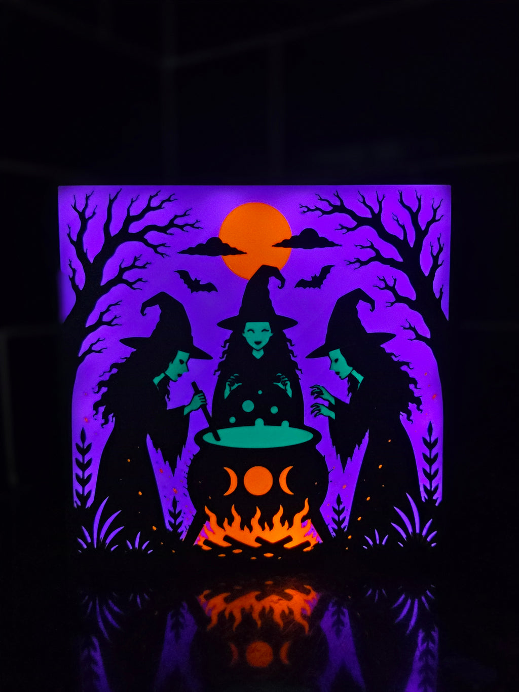 Witches Spooky Cauldron Lightbox Scene - Halloween Gift