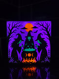 Witches Spooky Cauldron Lightbox Scene - Halloween Gift