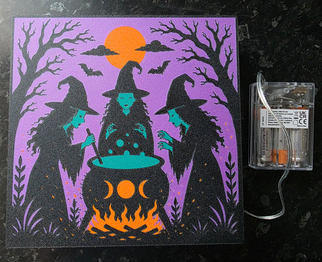 Witches Spooky Cauldron Lightbox Scene - Halloween Gift