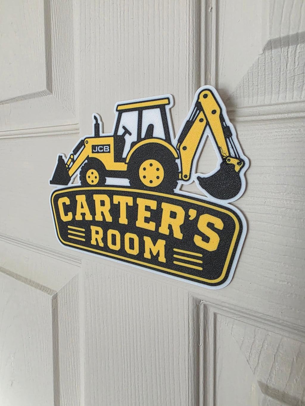 Personalised JCB Door Sign | Digger Bedroom Sign | Kids Digger Sign