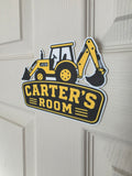 Personalised JCB Door Sign | Digger Bedroom Sign | Kids Digger Sign