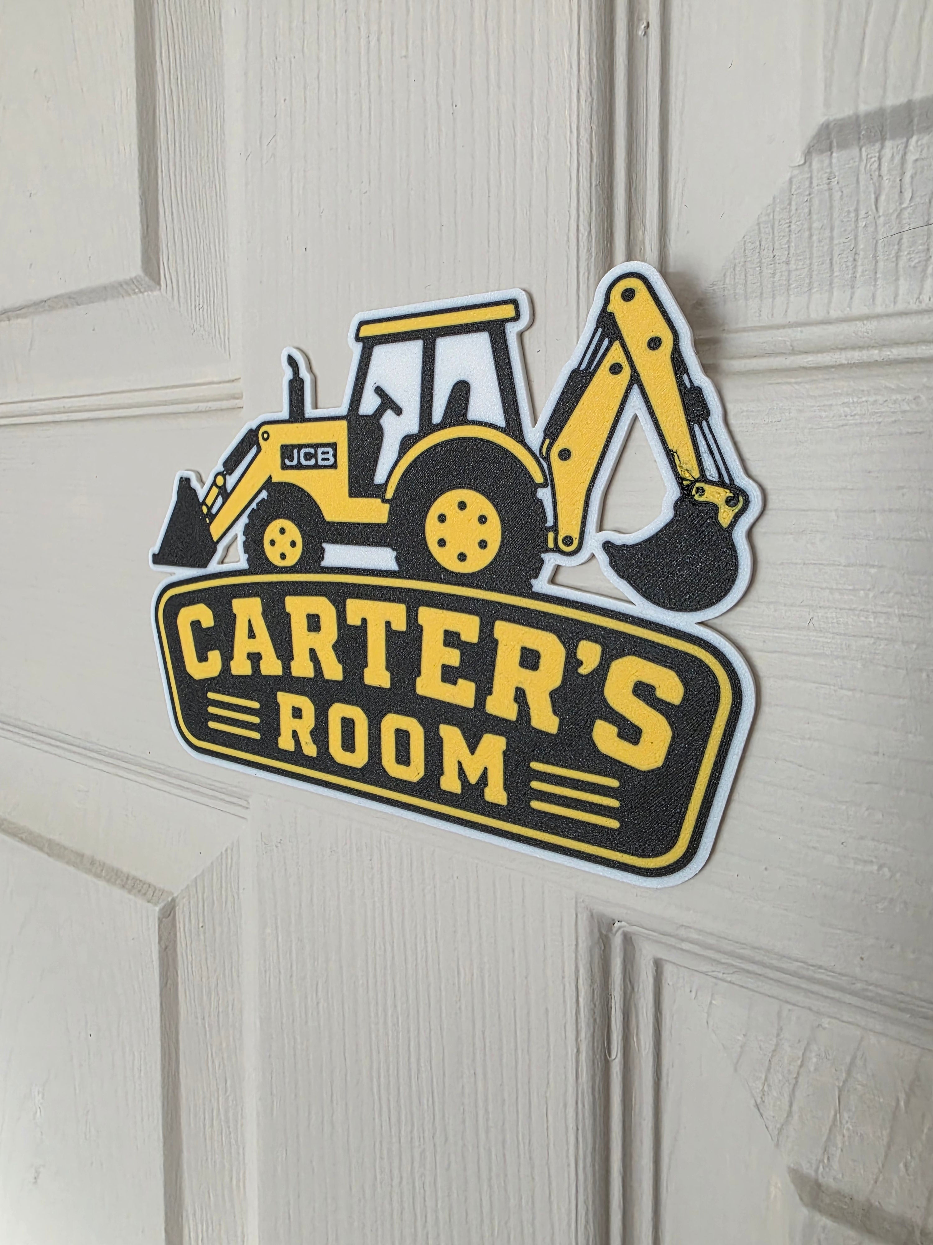 Personalised JCB Door Sign | Digger Bedroom Sign | Kids Digger Sign