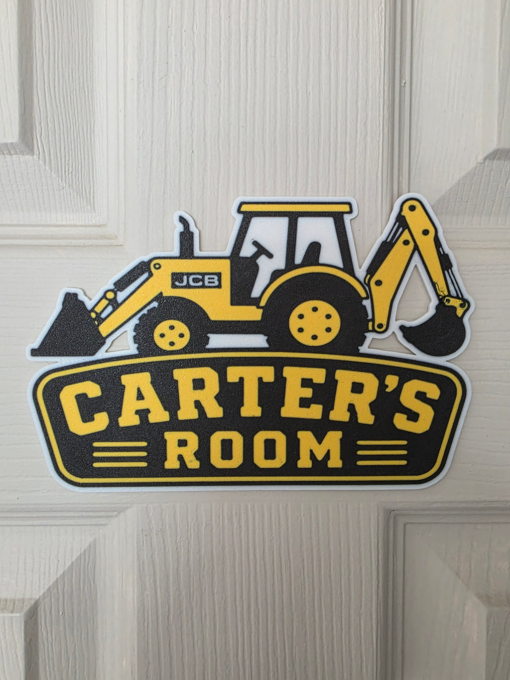 Personalised JCB Door Sign | Digger Bedroom Sign | Kids Digger Sign