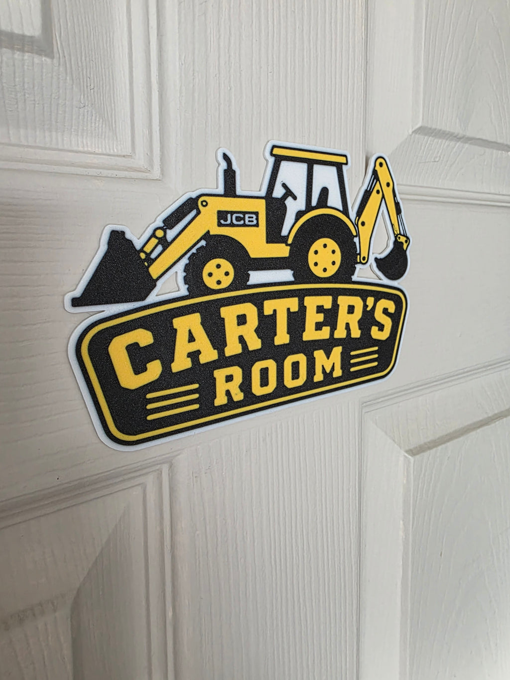Personalised JCB Door Sign | Digger Bedroom Sign | Kids Digger Sign