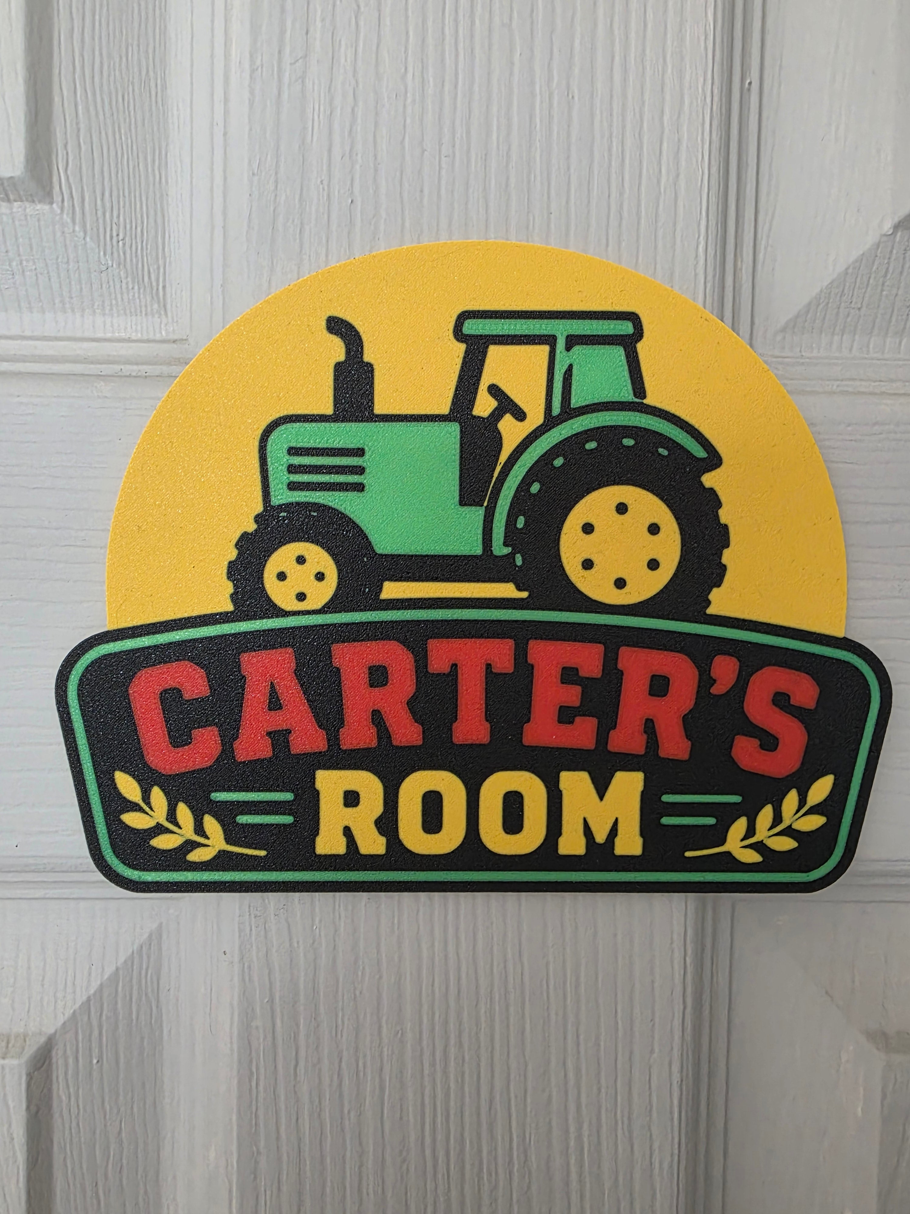 Tractor Kids Room Door Sign - Childrens Bedroom Sign- Personalised